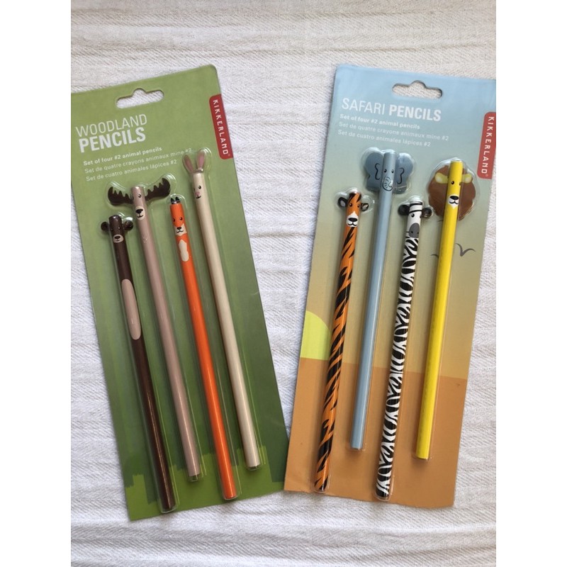 Kikkerland Pencils Set of 4 森林派對/非洲旅行 鉛筆套組 - 全新品