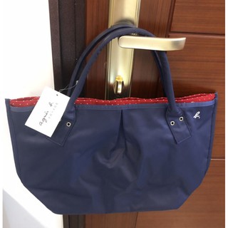 【Fashion Guide】日本 Agnes b. 限定款 深藍紅色點點 紅色水玉 托特包/水餃包/手提包/側肩包