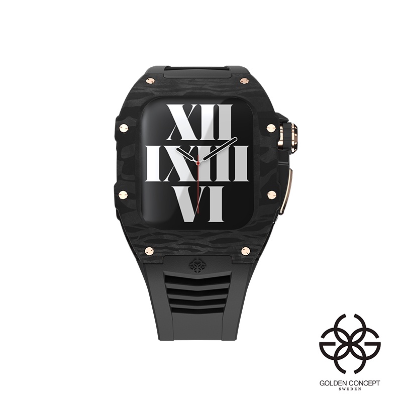 Golden Concept 錶殼APPLE WATCH 41mm 黑色錶帶 玫瑰金鈦錶框 RSC41-RG-BK