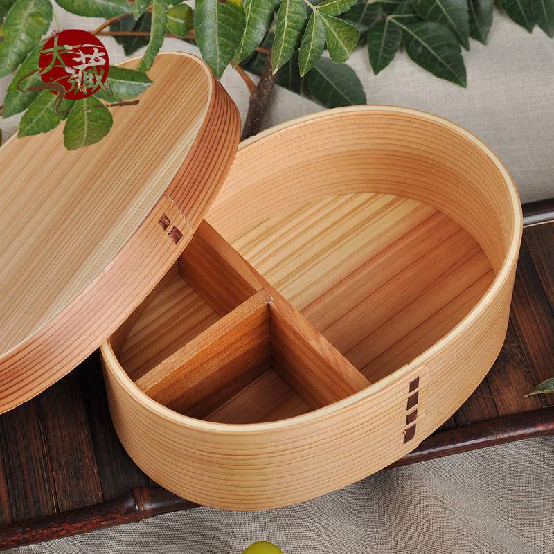 【有關居家】中號白色便當盒 木質飯盒 實木環保日本料理餐盒 木質便當盒 木製餐具