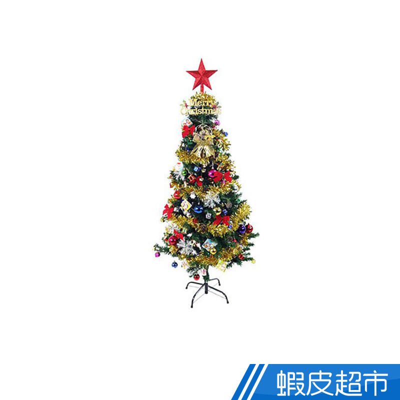 YOMIO優米歐 150公分PVC聖誕樹豪華組(大全配組合)(樹+LED100彩燈+120個吊飾組+樹裙)
