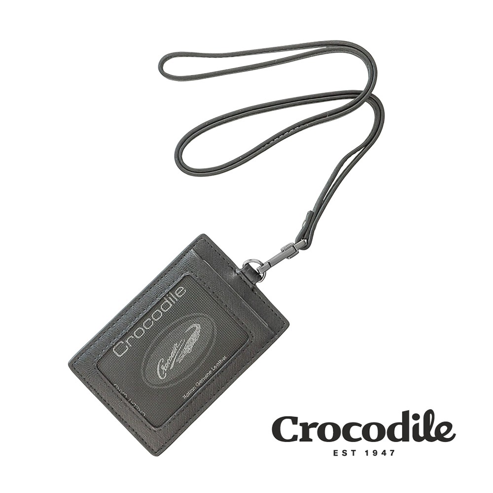 Crocodile 鱷魚皮件 真皮皮件 直式識別證 卡片套ID 名片夾 維也納Wien系列 0103-10406-黑色