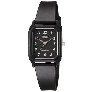 【CASIO】方形復古淑女腕錶-數字白字X黑麵 (LQ-142-1B)正版宏崑公司貨