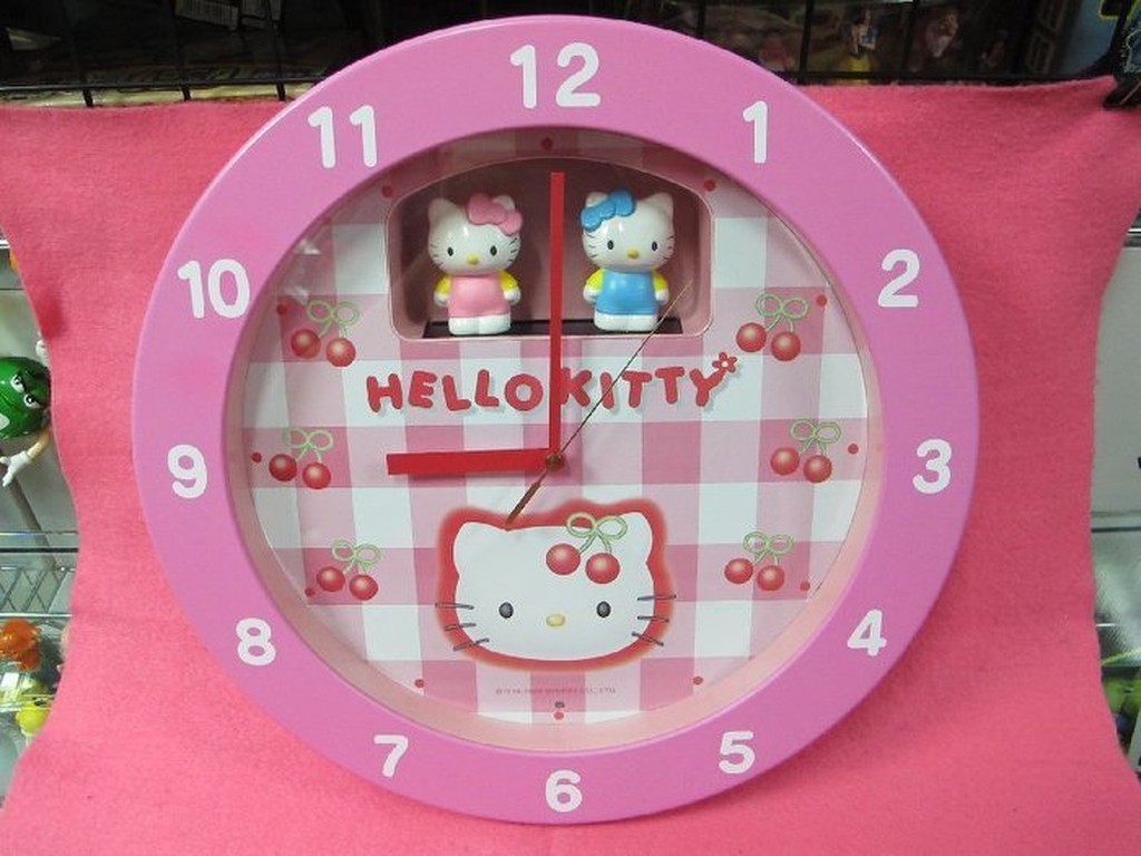 ㊣五號倉庫㊣ sanrio kitty 1998年出品 櫻桃系列 音樂鐘