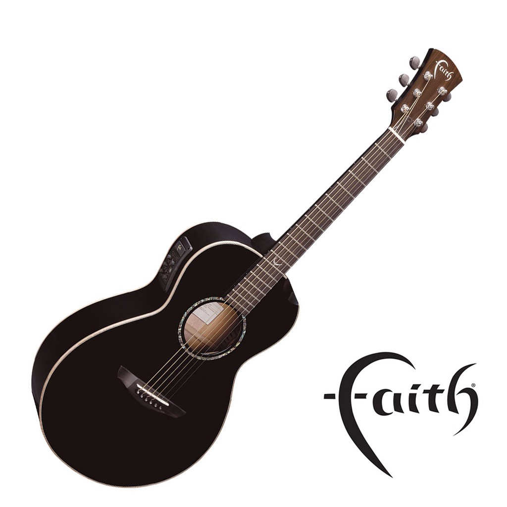 Faith FECM-BNC 民謠吉他 雲杉木面板 桃花心木背側 38吋 黑色亮面 全單 旅行吉他 小吉他【他,在旅行】