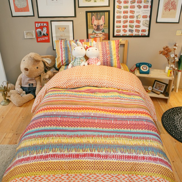 棉床本舖 吃一口彩虹 100%精梳棉床包枕套組/床包被套組/兩用被套組 台灣製【規格可選】