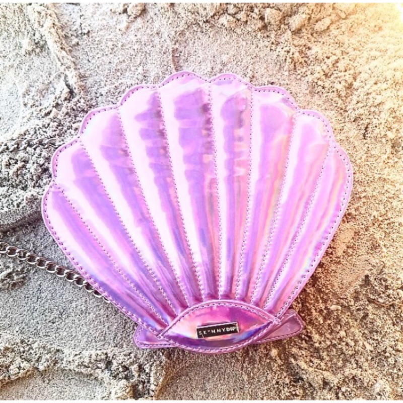 【JOAMY現貨】skinnydip shell bag 貝殼包 側背 鏈條 炫光 粉色 亮粉手拿包 亮片 閃光