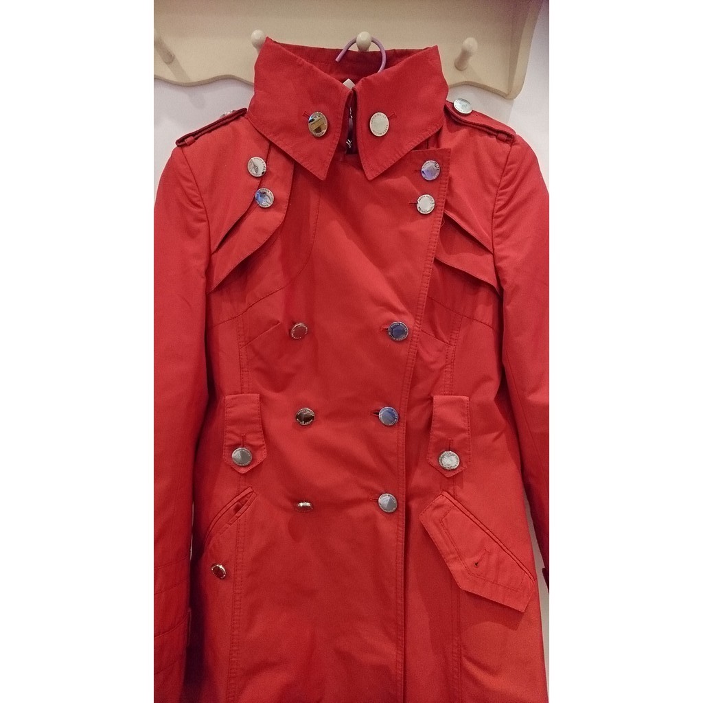 卡倫·米倫 Karen Millen 英國 紅色 長版 風衣 防風 大衣 外套 (英國高檔布料剪裁)