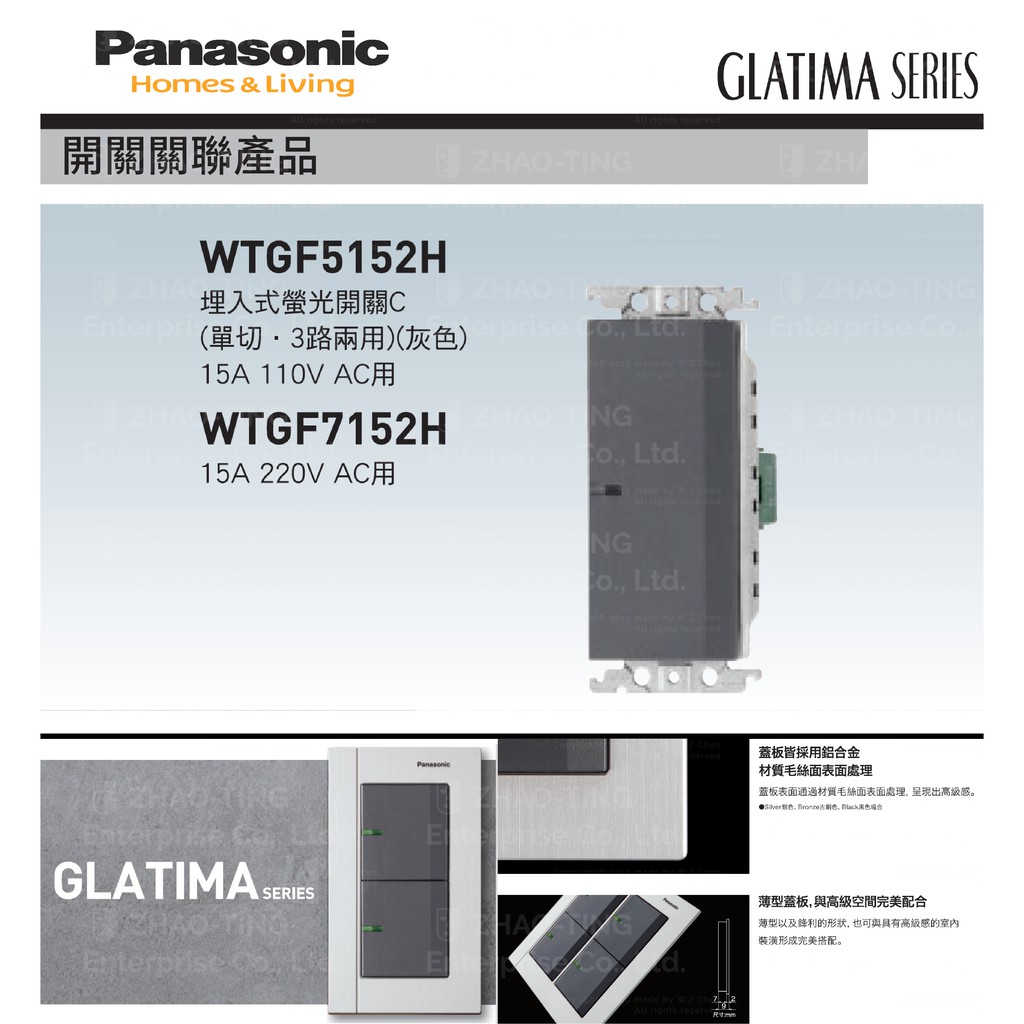 Panasonic 國際牌 松下 GLATIMA系列開關 插座 WTGF5152H WTGF7152H