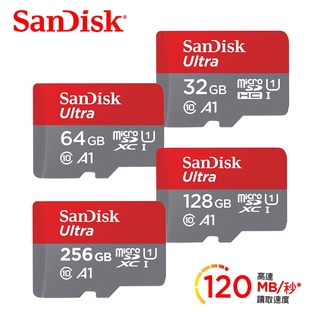 🔥現貨 快速出貨🔥SanDisk Ultra 120MB/s microSD記憶卡 A1 32GB~256GB