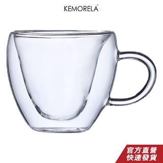 KEMORELA 心形雙層耐熱玻璃杯 情侶杯 茶杯 意式濃縮咖啡杯 飲料杯