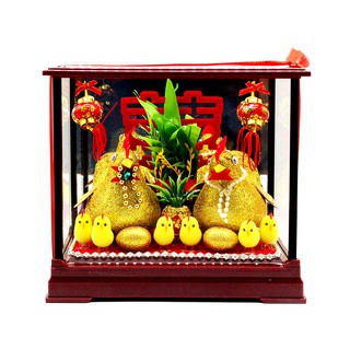 【有聲】玻璃框金蔥雞 / 帶路雞 有框帶路雞 多子多孫 結婚 歸寧 入厝 J9110【B＆B幸福雜貨】
