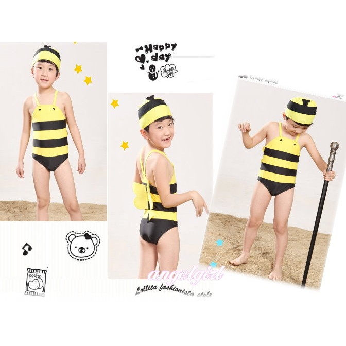 mama小舖/韓國泡溫泉兒童泳衣/蜜蜂造型服/衝浪連身小孩兒童泳裝