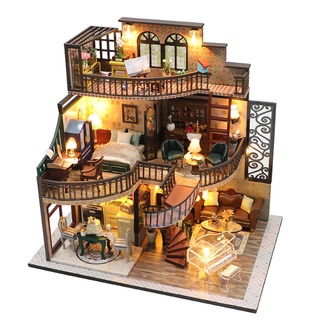 袖珍屋 diy小屋 臺中現貨【創彩】築夢高閣附防塵罩模型屋 交換禮物 diy手作 迷你屋 生日禮物 聖誕禮物