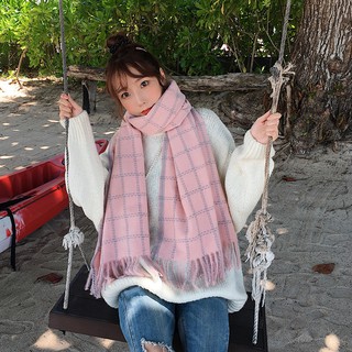 現貨-秋冬新時尚百搭仿羊絨格子圍巾男女長款英倫格子保暖裝飾披肩圍巾