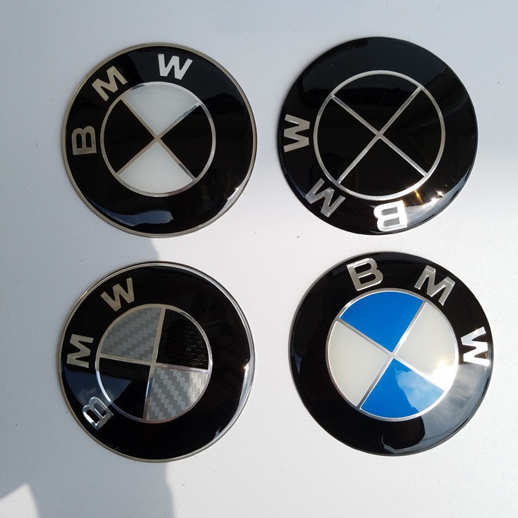 ANS汽車配件 45mm方向盤標貼 適用於（BMW）藍白logo M ALPINA方向盤中心標誌貼 仿碳纖維 滴膠款