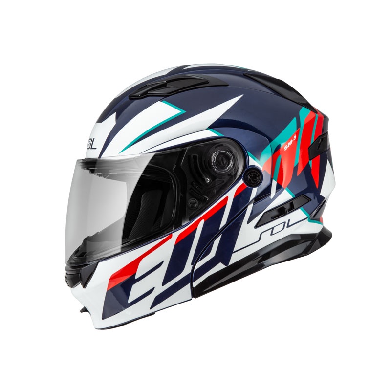 【SOL Helmets】SM-5可掀式安全帽 (裂變_山葉藍/白紅) ｜ SOL安全帽官方商城