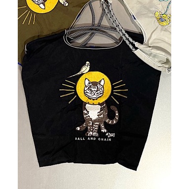 基隆現貨🌸日本🌸【Ball&amp;Chain】絕版 限量 隨手包  媽媽包 袋 側背 貓 藝術 刺繡 購物 嬰幼 玩具