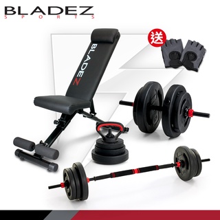 【BLADEZ】重訓超值組－DD1 PLUS槓啞壺鈴組40KG+BW13-Z1複合式重訓椅-加贈重訓手套