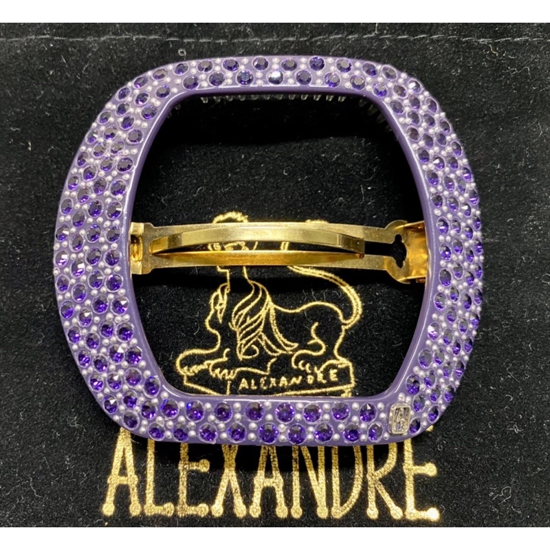 ALEXANDRE DE PARIS 亞歷山卓 經典紫色滿鑽髮夾/髮飾 8CM