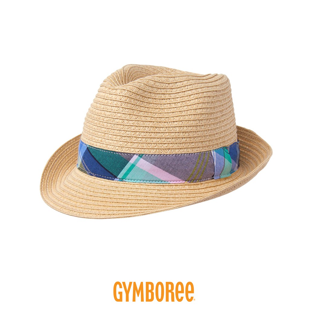 新品現貨✈美國進口 Gymboree 健寶園 ・兒童帽 編織草帽 遮陽帽 防曬帽 紳士帽 -經典格紋款
