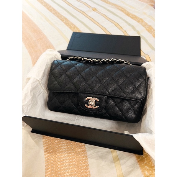 Chanel mini coco cf20 荔枝牛皮 黑色銀釦 絕版品