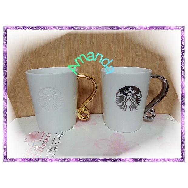 星巴克 Starbucks 2014聖誕節 全新 耶誕 金把手Logo馬克杯 / 銀把手Logo馬克杯(12oz)