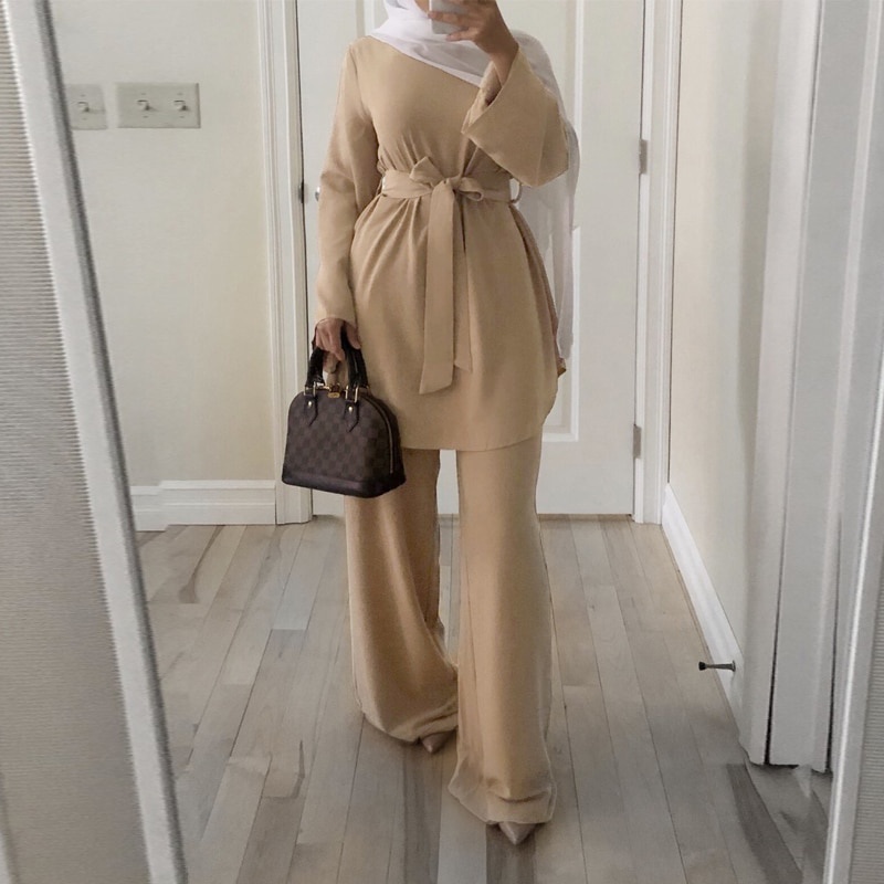開齋節 Mubarak Kaftan Dubai Abaya 土耳其穆斯林時尚蓋頭連衣裙套裝伊斯蘭服裝 Abayas 女