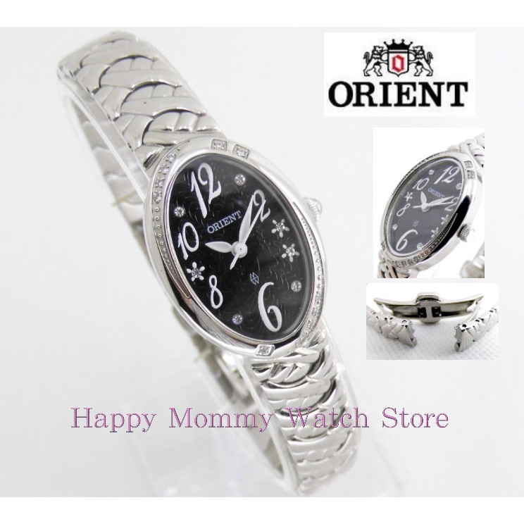 【幸福媽咪】ORIENT 東方錶 橢圓型 花語系列 秘密花園晶鑽女錶 (黑面) 型號 :HM51H86S