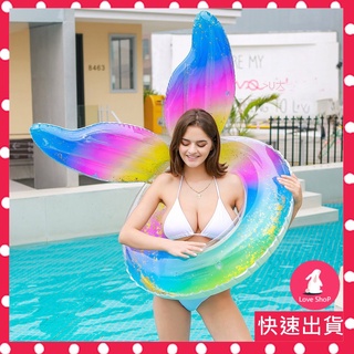<臺北速寄>70-100# 網紅游泳圈 亮片 皇冠 外拍 加厚 美人魚 浮板 彩虹 成人 兒童 同款 泳圈 游泳池 海邊