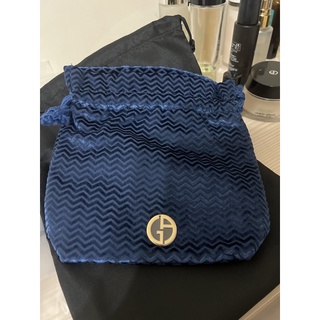 armani限量絲絨波紋手袋（藍）