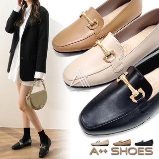 a++👞皮鞋 馬銜釦乳膠樂福鞋 方頭q底平底鞋 mit 臺灣手工鞋 ~ 正常