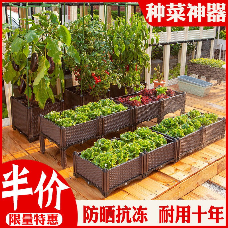 陽台蔬菜種植箱戶外庭院樓頂室內組裝種菜盆簡約家庭菜園塑料花盆 蝦皮購物