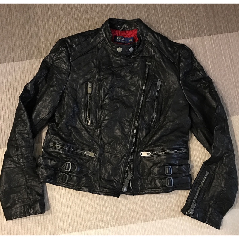 Polo Ralph Lauren 真皮皮衣騎士夾克外套 全新 無吊牌 女版L號 leather jacket 全新品