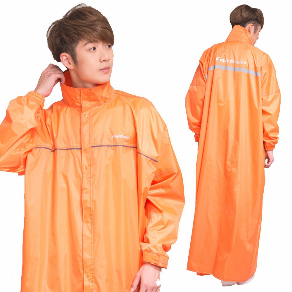 FairRain 飛銳 雨衣 馬卡龍時尚前開式雨衣 香橙野橘 一件式雨衣《比帽王》