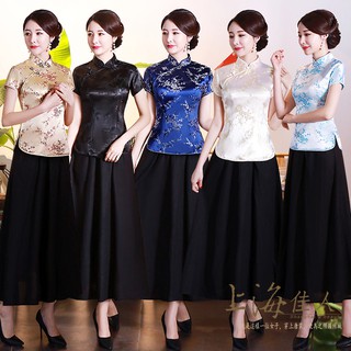 3XL-4XL加大碼 批發價375元 新款女中式唐裝上衣經典復古改良織錦緞旗袍式上衣 日常或表演穿搭／梅花刺繡／上海佳人
