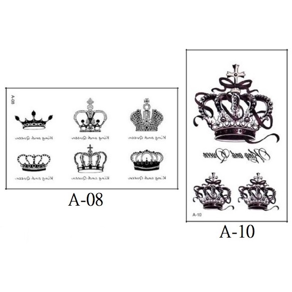 1 A系列 皇冠 后冠 表演造型紋身 防水刺青貼 轉印貼紙 能貼在 安全帽 汽機車上 口罩皮膚陶器金屬玻璃