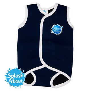 《Splash About 潑寶》BabyWrap 包裹式保暖泳衣 -海軍藍/白
