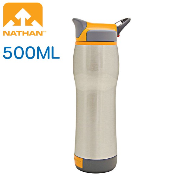 【NATHAN 美國 雙層保溫不鏽鋼水壺500銀】 NA4091N/不鏽鋼/雙層保溫/置杯架/大瓶口/輕巧便利/悠遊山水