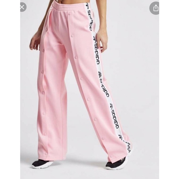 二手34 Adidas Originals SNAP PANTS DZ0090 粉色緞面滑布排釦長褲寬褲女款| 蝦皮購物