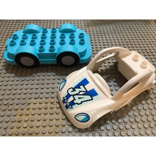 磨輪車、迴力車【點點小豆】LEGO 樂高積木 DUPLO 得寶 車類 水藍色 賽車 一組 如圖！