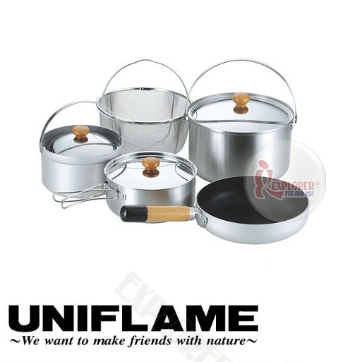 660256 日本 UNIFLAME FAN5 DUO 2-3人不鏽鋼鍋具組 日本製 餐碗盤 露營 野炊 廚具