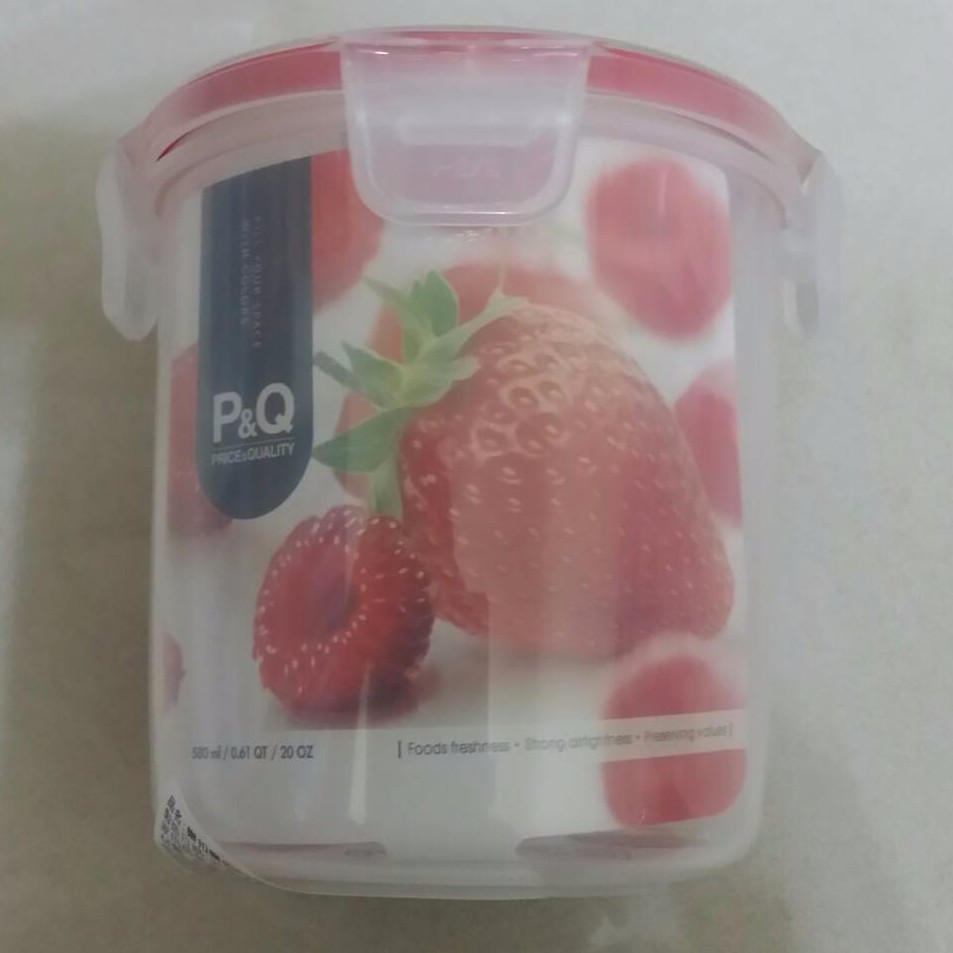 (當日寄)樂扣樂扣P&amp;Q系列色彩繽紛保鮮盒/圓形580ML草莓紅