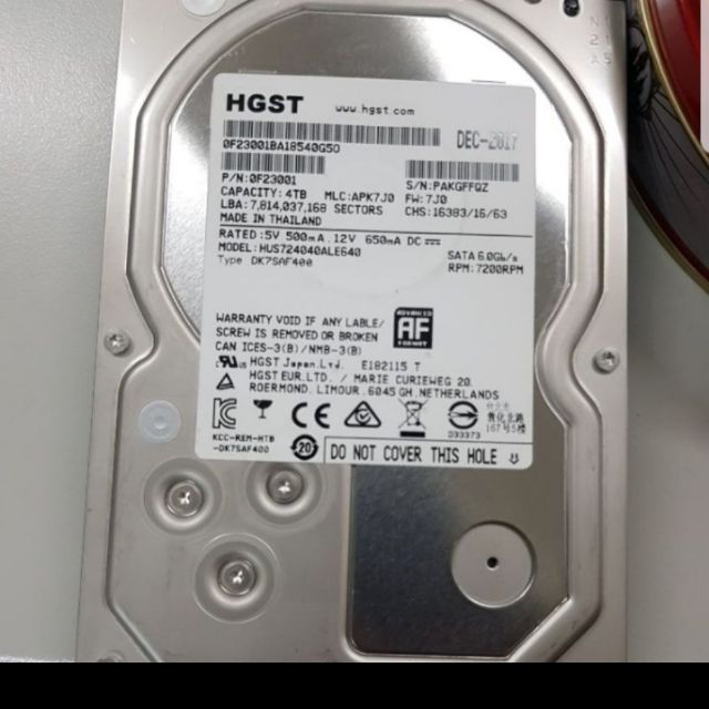 HGST 4TB 7.2K 3.5吋硬碟