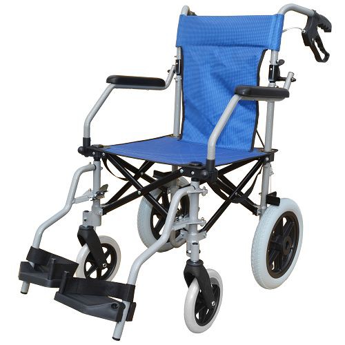 折疊輪椅 Lohas Chair 外銷日本 銀髮族鋁合金折疊輪椅 !! 10KG ~送可攜式拖輪包 藍色
