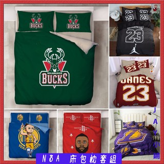 ✯JAY✯🌟限時免運🌟四季款 NBA床包枕套 公鹿床罩薄被 單人雙人加大卡通床包組寢具床包枕套被套三件套四件套 澳棉磨毛