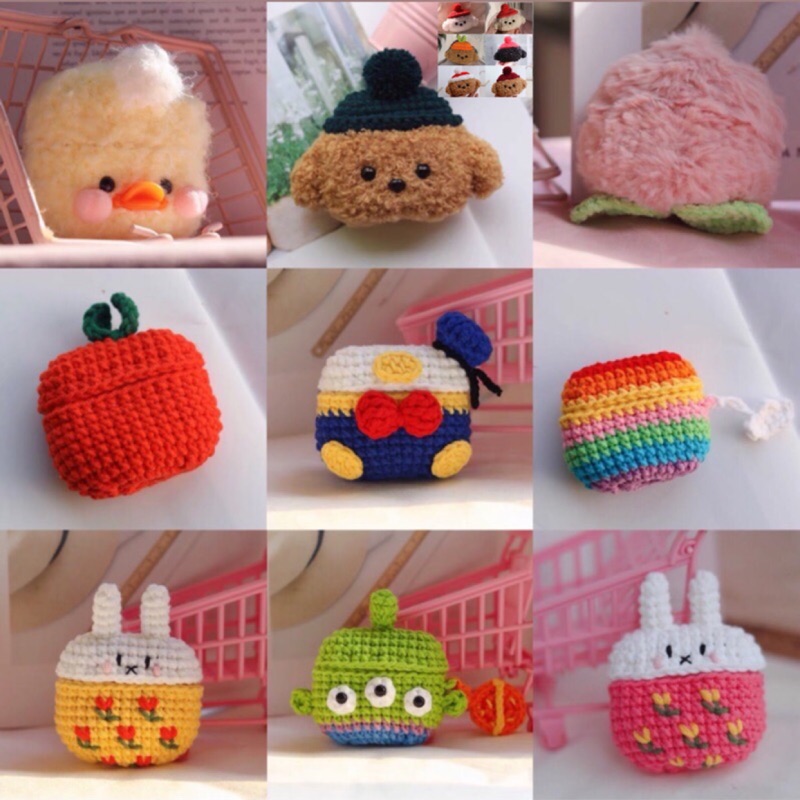 毛絨 玻尿酸鴨 泰迪狗 桃子 水蜜桃 橘子 唐老鴨 彩虹 米菲兔 三眼怪 三眼仔 AirPods pro針織保護套