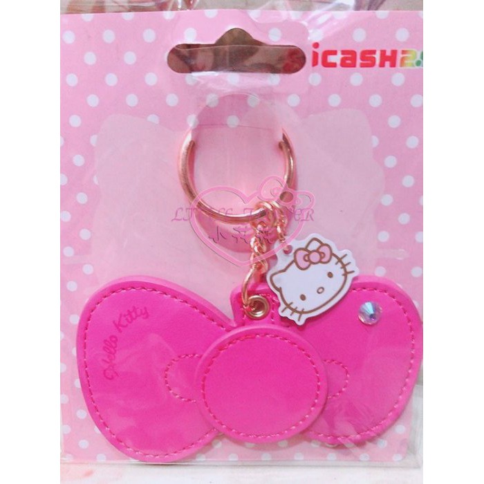 ♥小玫瑰日本精品♥Hello Kitty粉色蝴蝶結鑰匙圈 有icash2.0