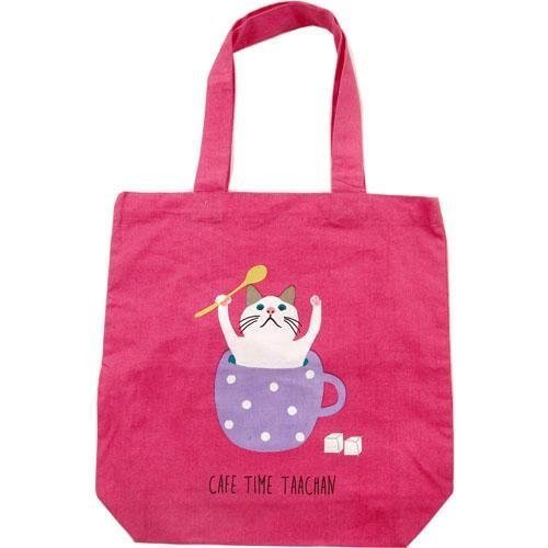 ◎Life Sense◎【FRIENDSHILL】日本Taachan貓咪單肩帆布包 購物袋 側背包 A4書袋