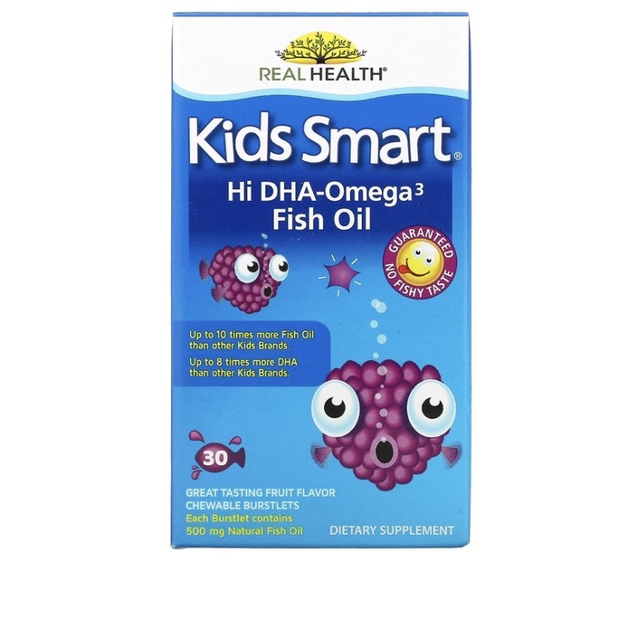 Bioglan Kids Smart DHA-omega3魚油，美味水果味，30 粒咀嚼跳跳糖